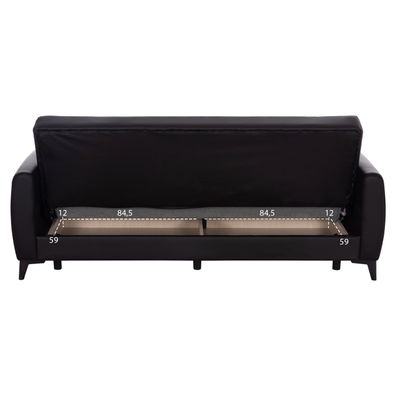 SOFA-BED 3-SEATER WITH STORAGE SPACE NIKKO HM3292.11 BLACK PU 207x80x82Hcm. [4]