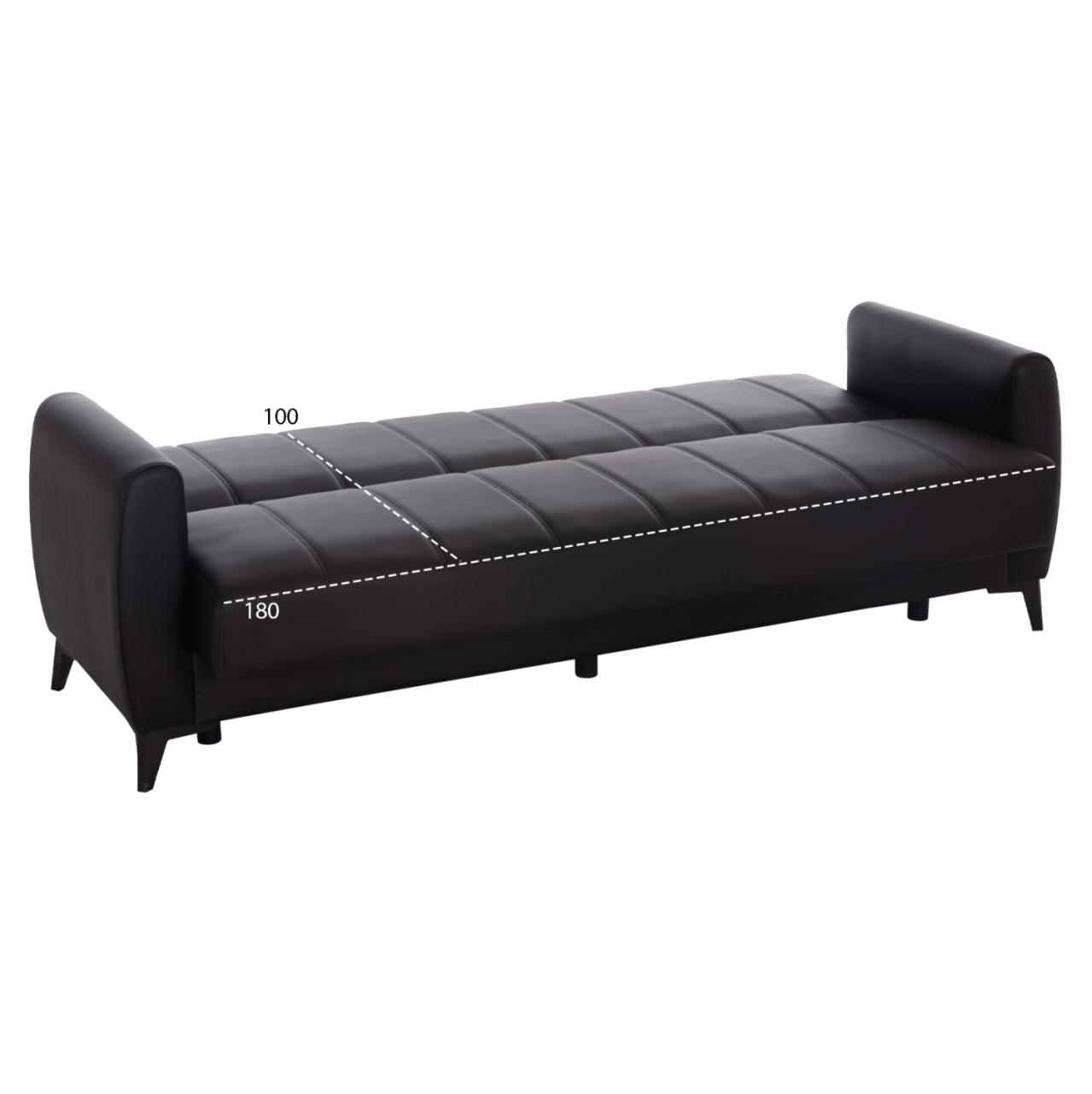 SOFA-BED 3-SEATER WITH STORAGE SPACE NIKKO HM3292.11 BLACK PU 207x80x82Hcm. [3]