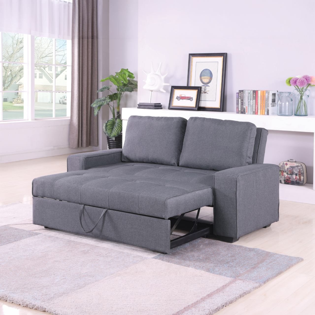 Sofa/Bed Kanna 2 seater HM3082.10 with grey fabric 176x102x91Ηcm [3]