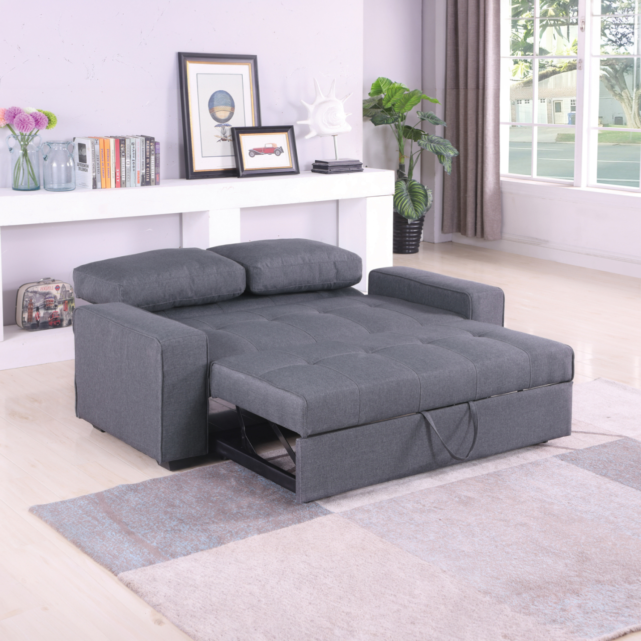 Sofa/Bed Kanna 2 seater HM3082.10 with grey fabric 176x102x91Ηcm [4]