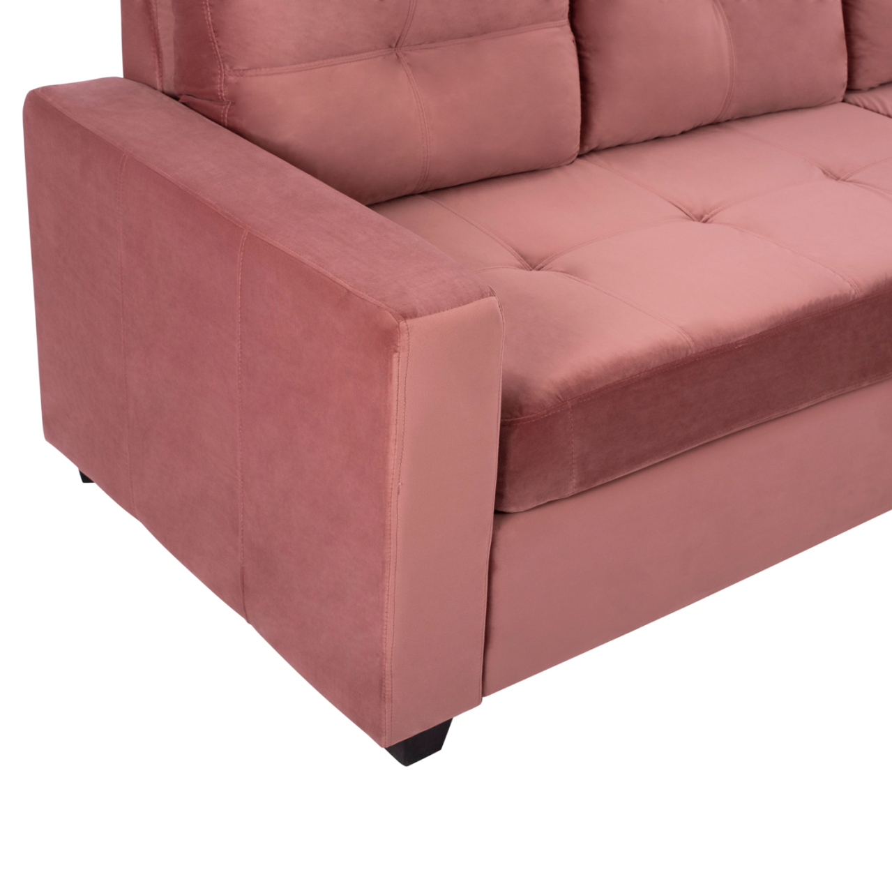 SOFA CORNER REVERSIBLE FABRIC VELVET DUSTY PINK 207x145x85Y cm. HM3004.12 [6]