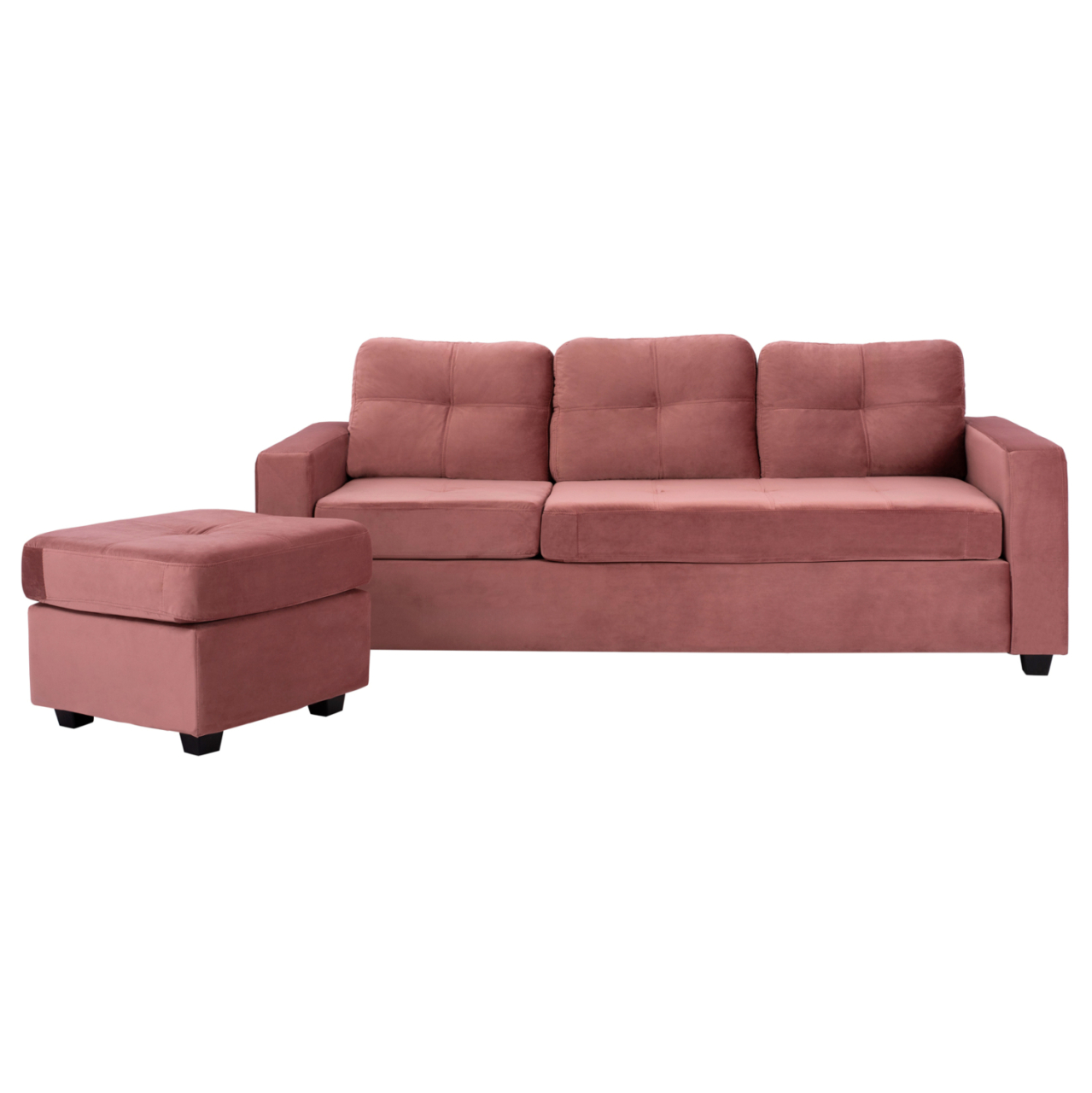 SOFA CORNER REVERSIBLE FABRIC VELVET DUSTY PINK 207x145x85Y cm. HM3004.12 [4]