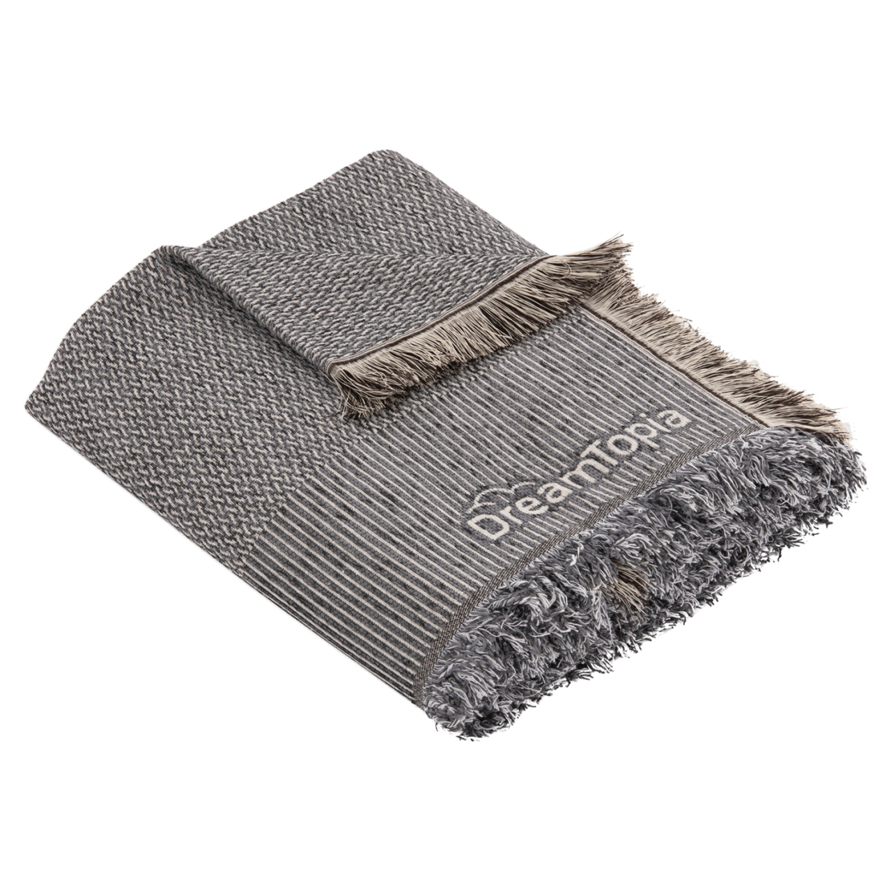 SOFA COVER-THROW WITH FRINGES DREAMTOPIA HM12162.06 IN GREY COLOR 245X170cm. [3]
