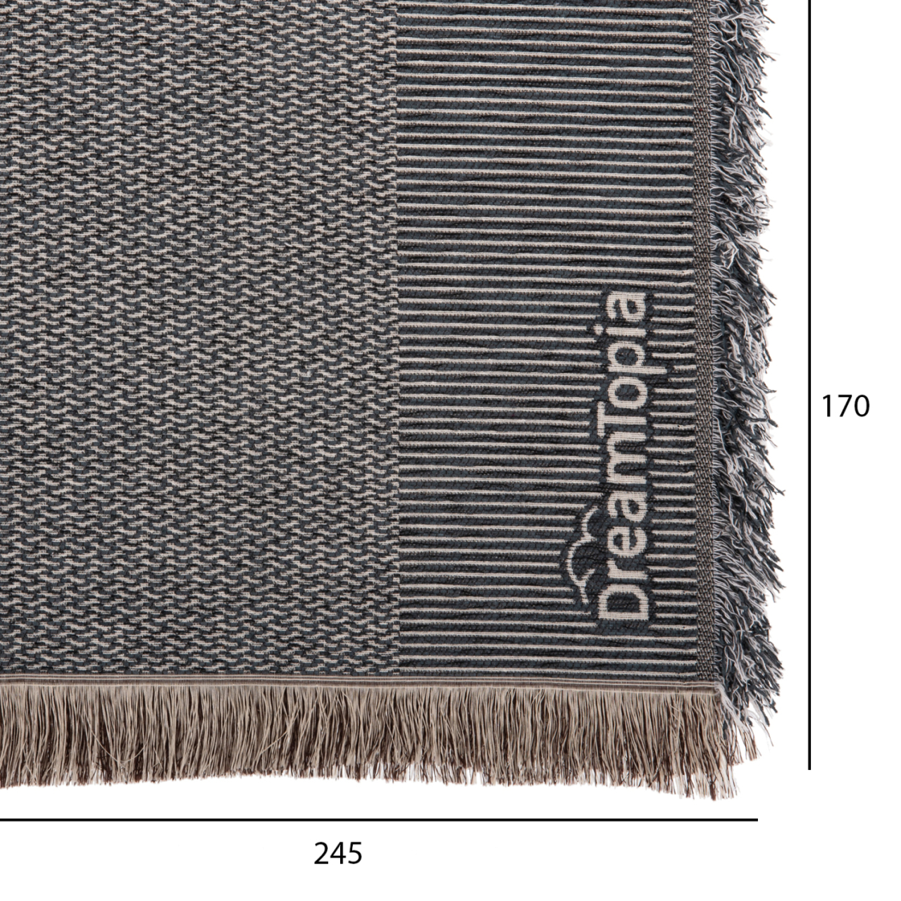 SOFA COVER-THROW WITH FRINGES DREAMTOPIA HM12162.09 IN BLUE COLOR 245X170cm. [2]