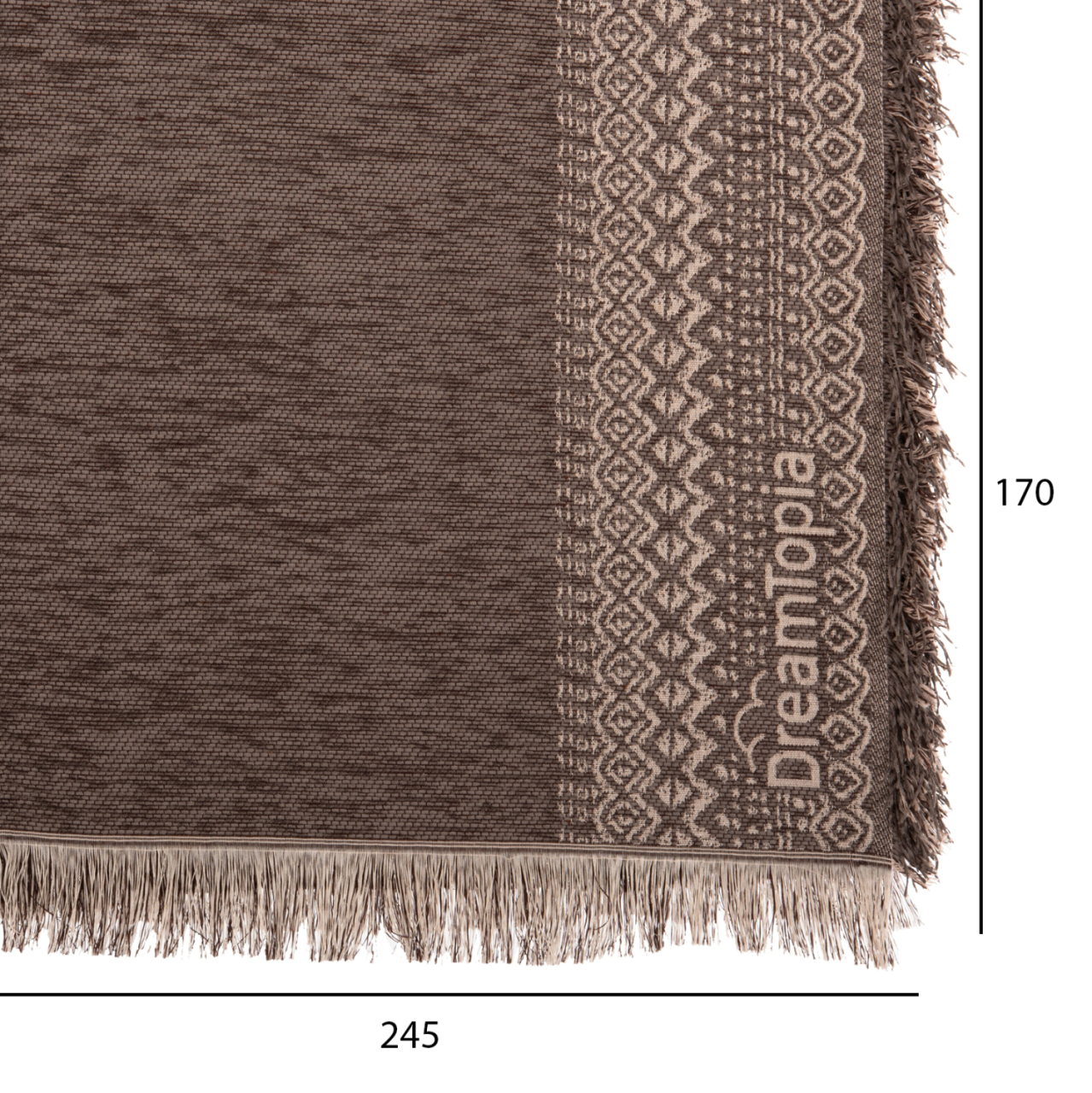 SOFA COVER-THROW WITH FRINGES DREAMTOPIA HM12163.08 IN BROWN COLOR 245X170cm. [2]