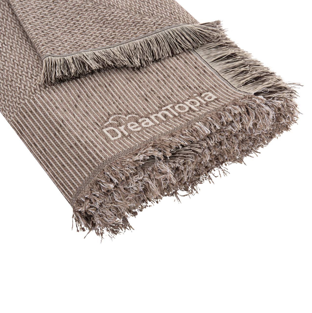 SOFA COVER-THROW WITH FRINGES DREAMTOPIA HM12164.01 IN BROWN COLOR 178X178cm. [5]