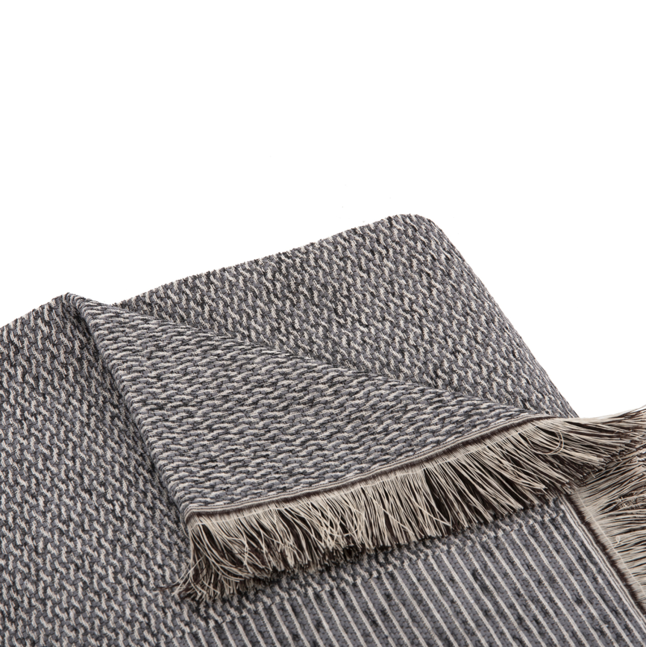 SOFA COVER-THROW WITH FRINGES DREAMTOPIA HM12164.02 IN DARK GREY COLOR 178X178cm. [6]