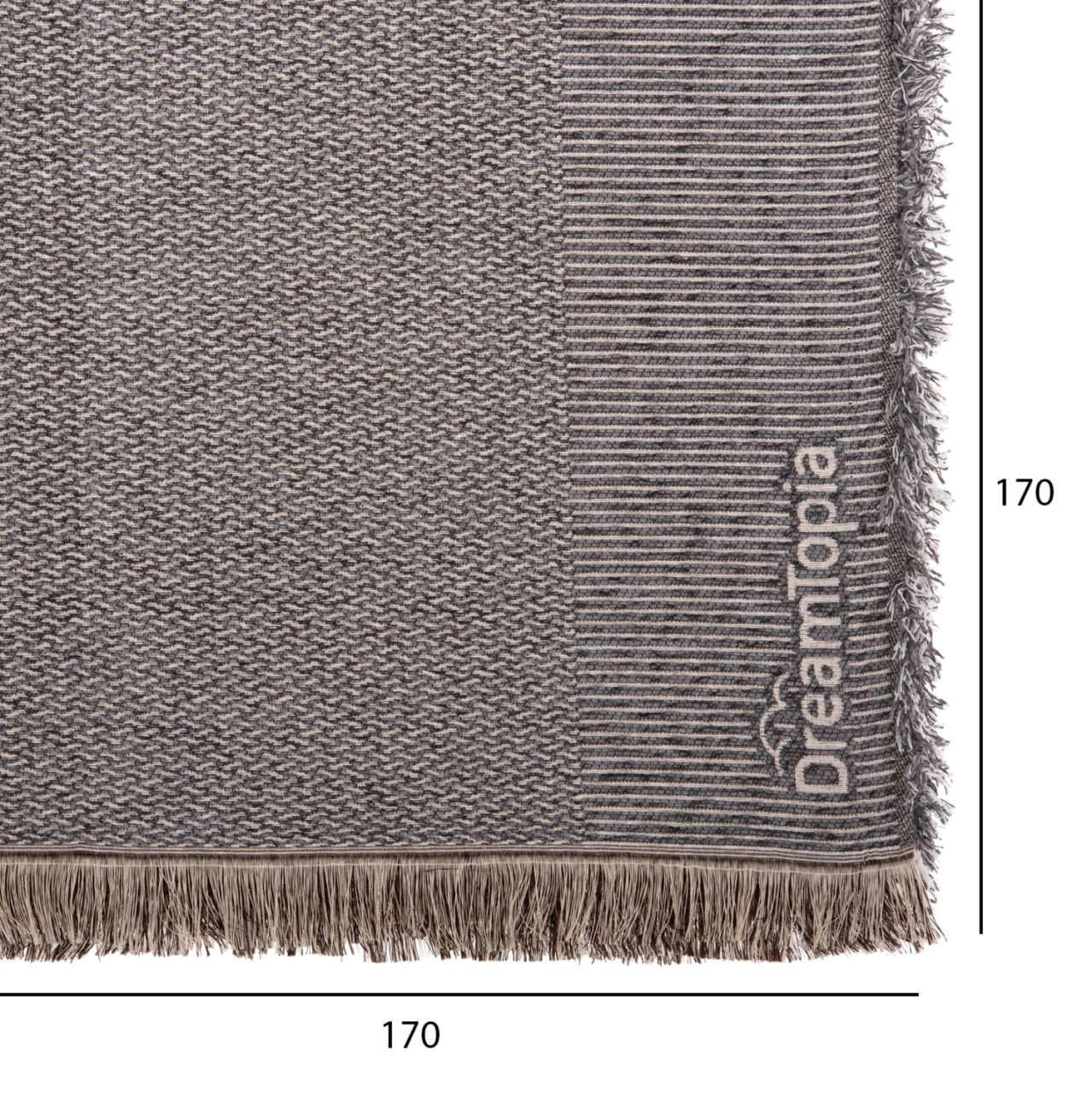 SOFA COVER-THROW WITH FRINGES DREAMTOPIA HM12164.02 IN DARK GREY COLOR 178X178cm. [2]