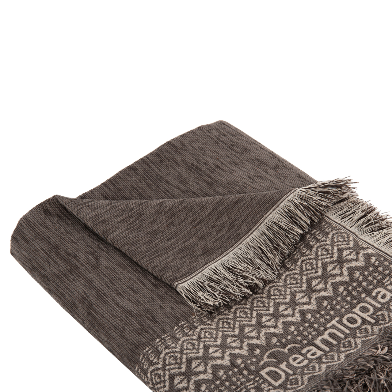 SOFA COVER-THROW WITH FRINGES DREAMTOPIA HM12164.04 IN BROWN COLOR 178X178cm. [6]