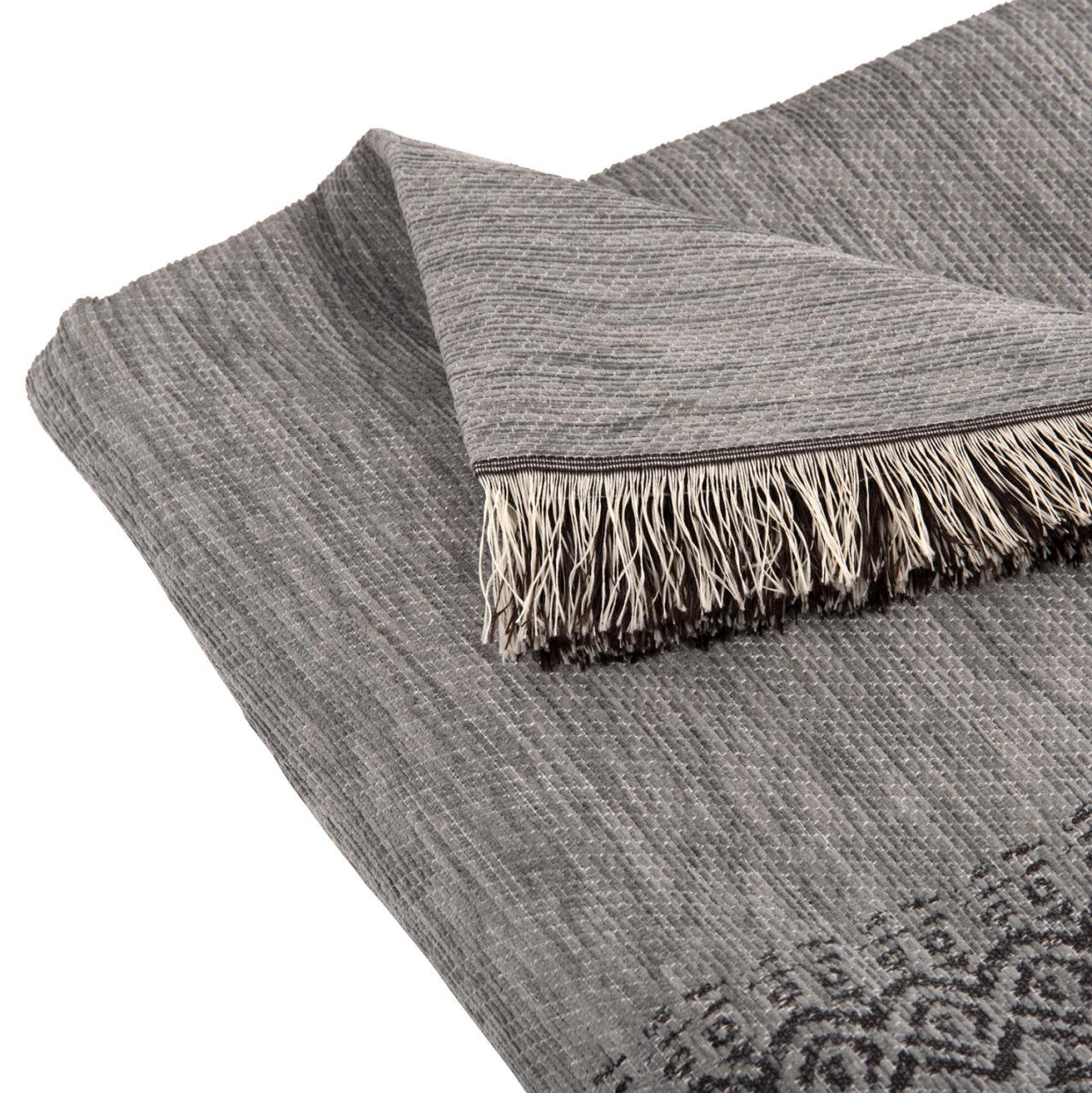 SOFA COVER-THROW WITH FRINGES DREAMTOPIA HM12164.05 IN GREY COLOR 178X178cm. [6]
