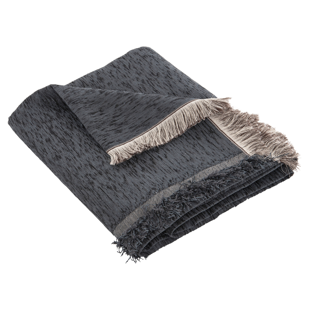 SOFA COVER-THROW WITH FRINGES DREAMTOPIA HM12164.09 IN BLUE COLOR 178X178cm. [3]