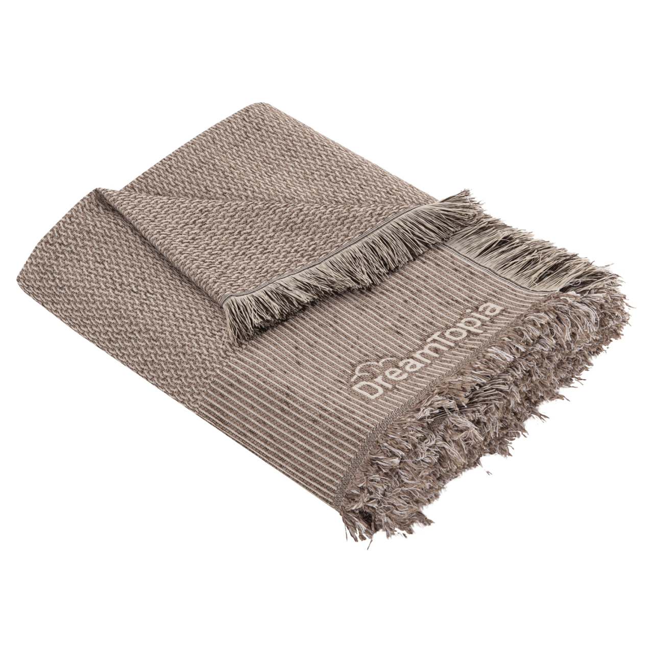SOFA COVER-THROW WITH FRINGES DREAMTOPIA HM12165.01 IN LIGHT BROWN COLOR 295X170cm. [3]