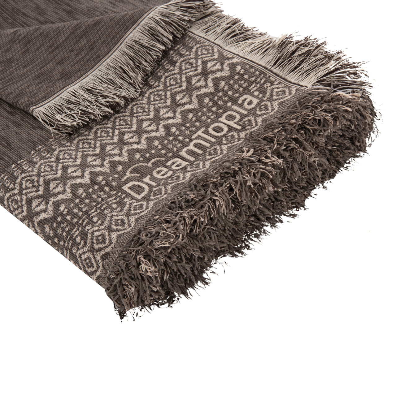 SOFA COVER-THROW WITH FRINGES DREAMTOPIA HM12165.04 IN BROWN COLOR 295X170cm. [5]