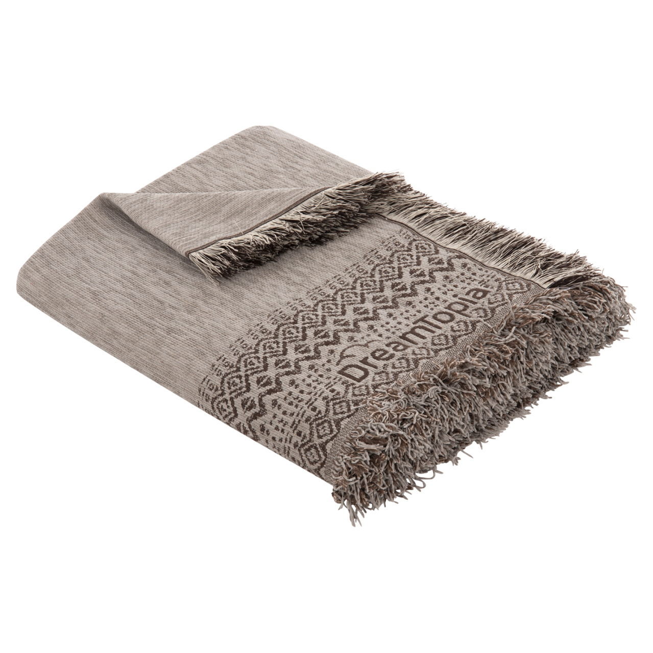 SOFA COVER-THROW WITH FRINGES DREAMTOPIA HM12165.06 IN BEIGE COLOR 295X170cm. [3]