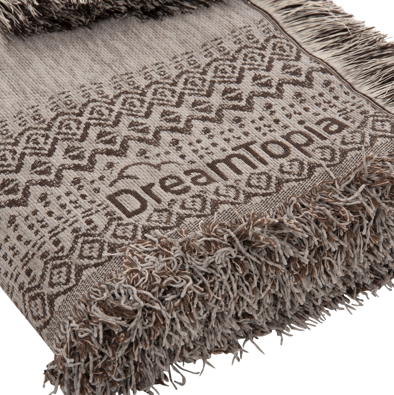 SOFA COVER-THROW WITH FRINGES DREAMTOPIA HM12165.06 IN BEIGE COLOR 295X170cm. [5]