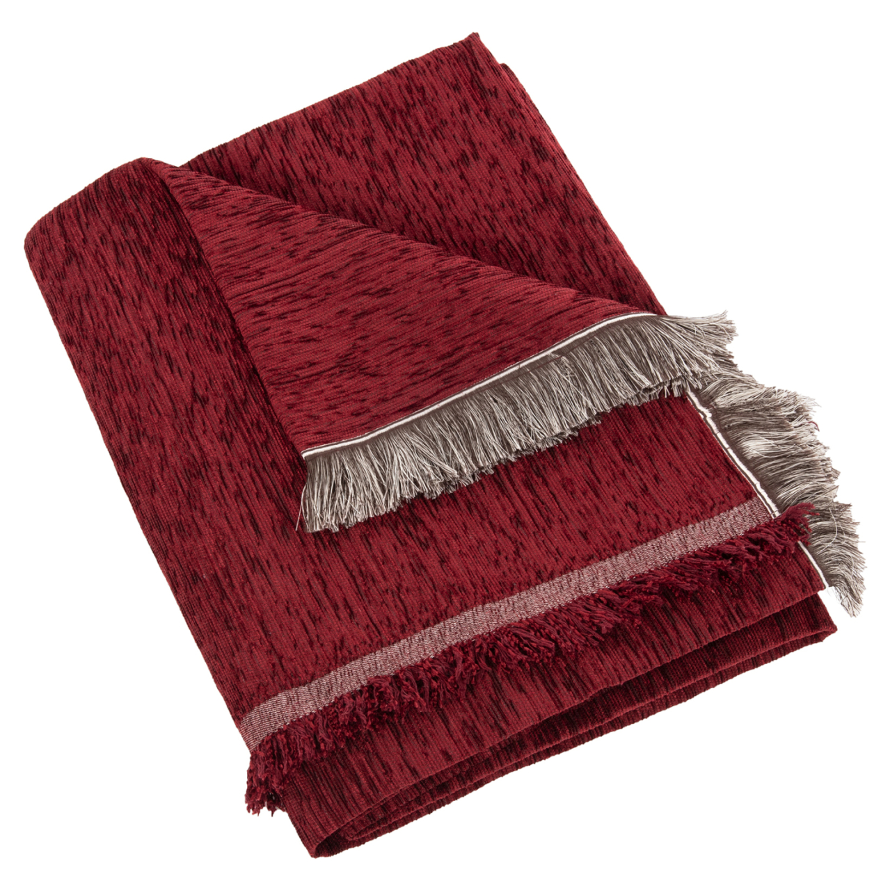 SOFA COVER-THROW WITH FRINGES DREAMTOPIA HM12165.10 IN BURGUNDY RED COLOR 295X170cm. [3]