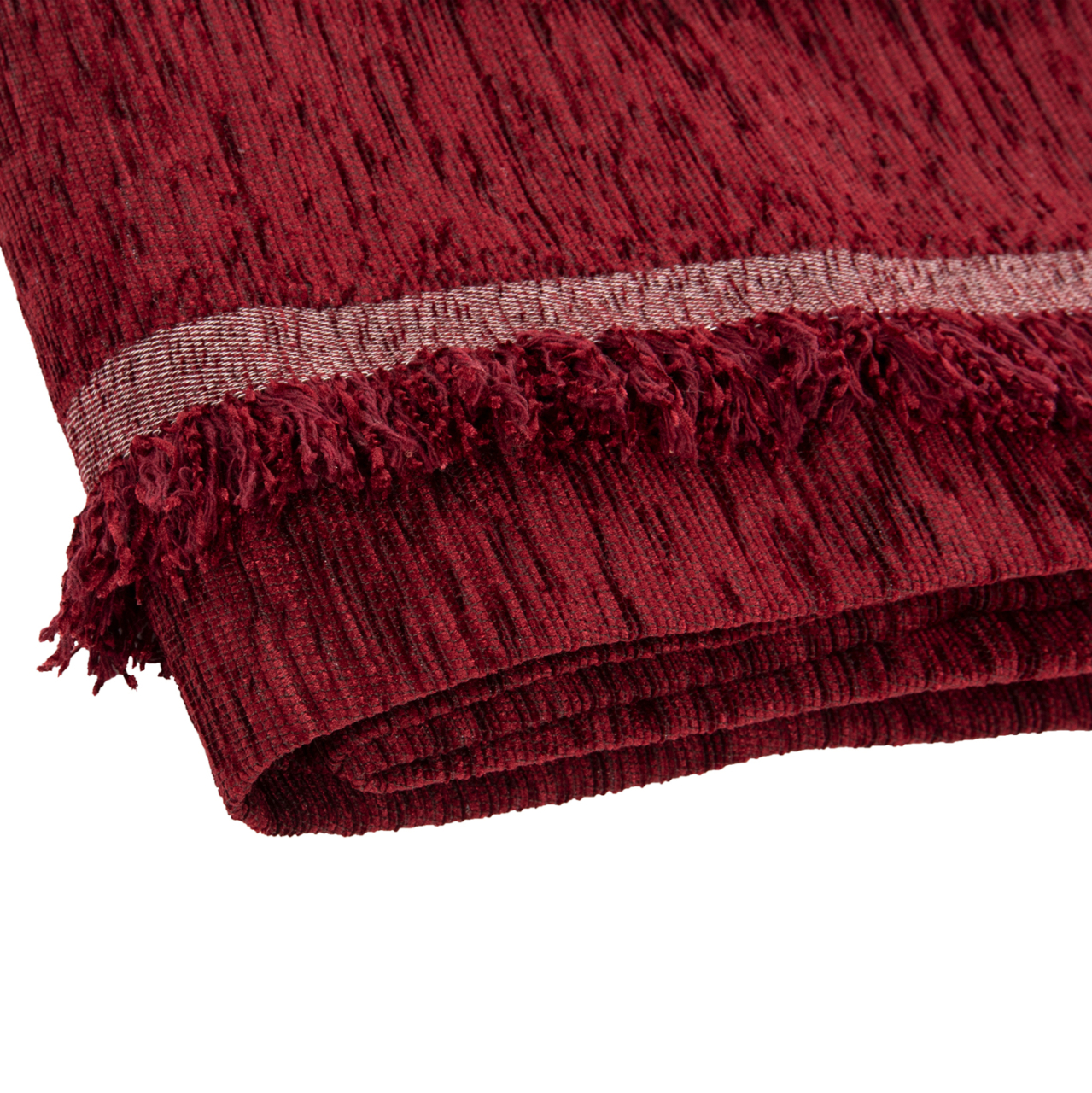 SOFA COVER-THROW WITH FRINGES DREAMTOPIA HM12165.10 IN BURGUNDY RED COLOR 295X170cm. [5]