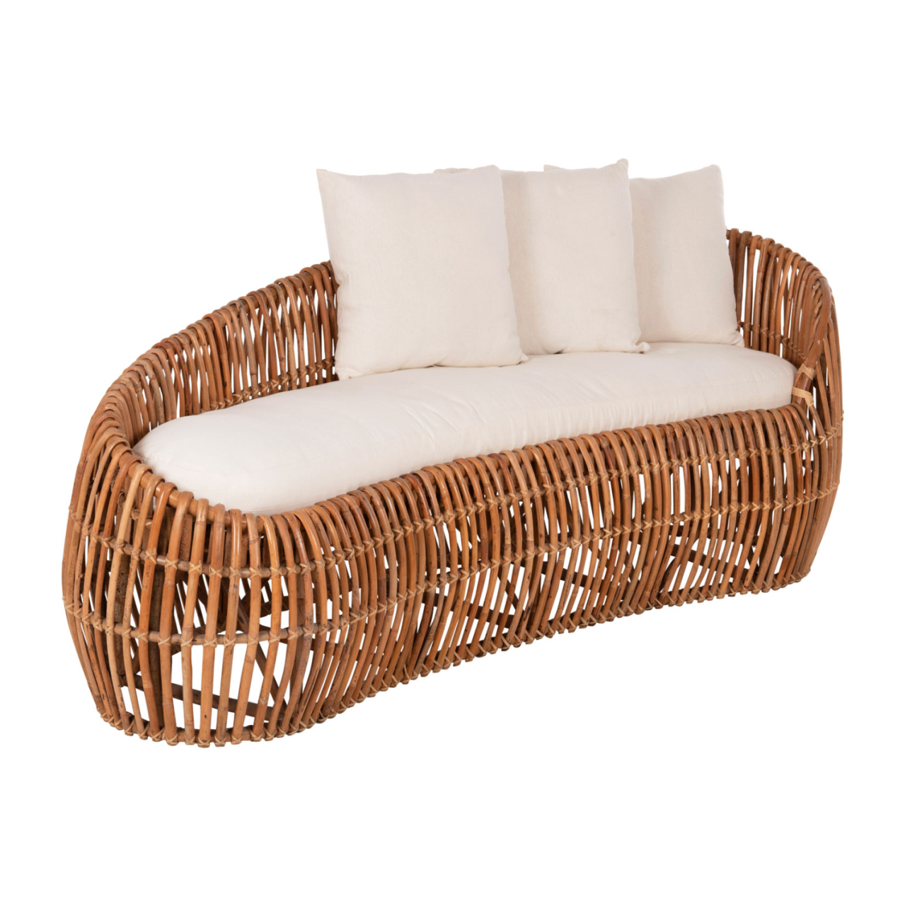 SOFA-LOUNGER LANTRY HM5991 NATURAL RATTAN- WHITE CUSHIONS 215x60x78Hcm. [4]