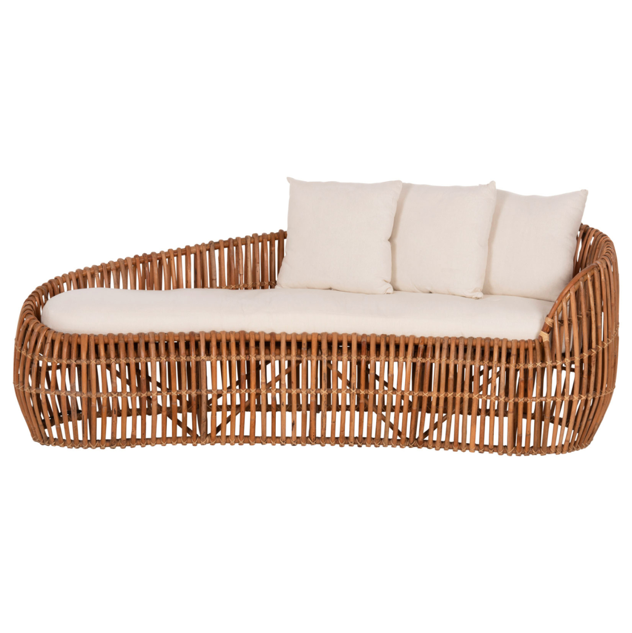 SOFA-LOUNGER LANTRY HM5991 NATURAL RATTAN- WHITE CUSHIONS 215x60x78Hcm. [3]
