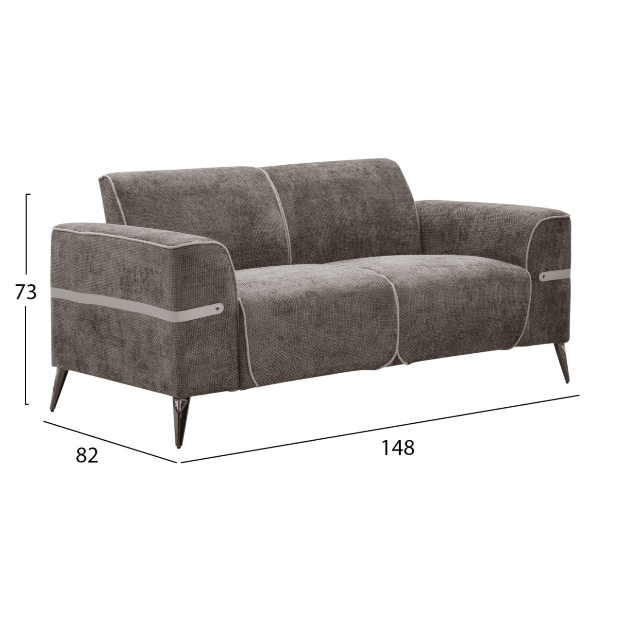SOFA SET 2PCS FERIN HM6070.02 GREY FABRIC-DARK BROWN METAL LEGS [3]