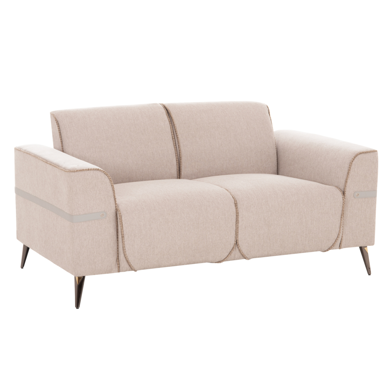 SOFA SET 2PCS FERIN HM6070.12 ECRU FABRIC WITH METAL LEGS [4]