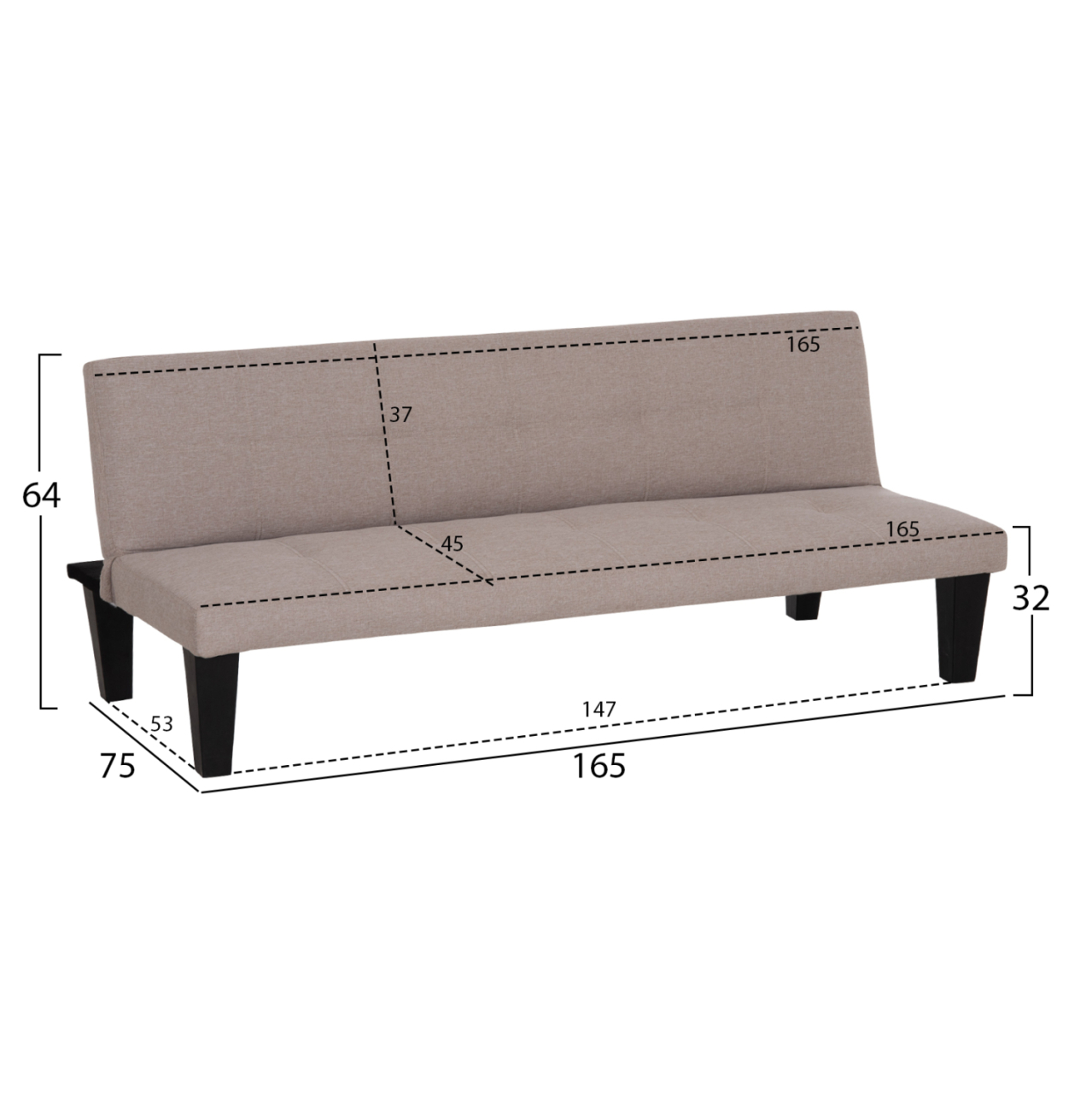 SOFABED 2-SEATER KORO HM3304.04 BEIGE PU LEATHER 165x75x64Hcm. [2]