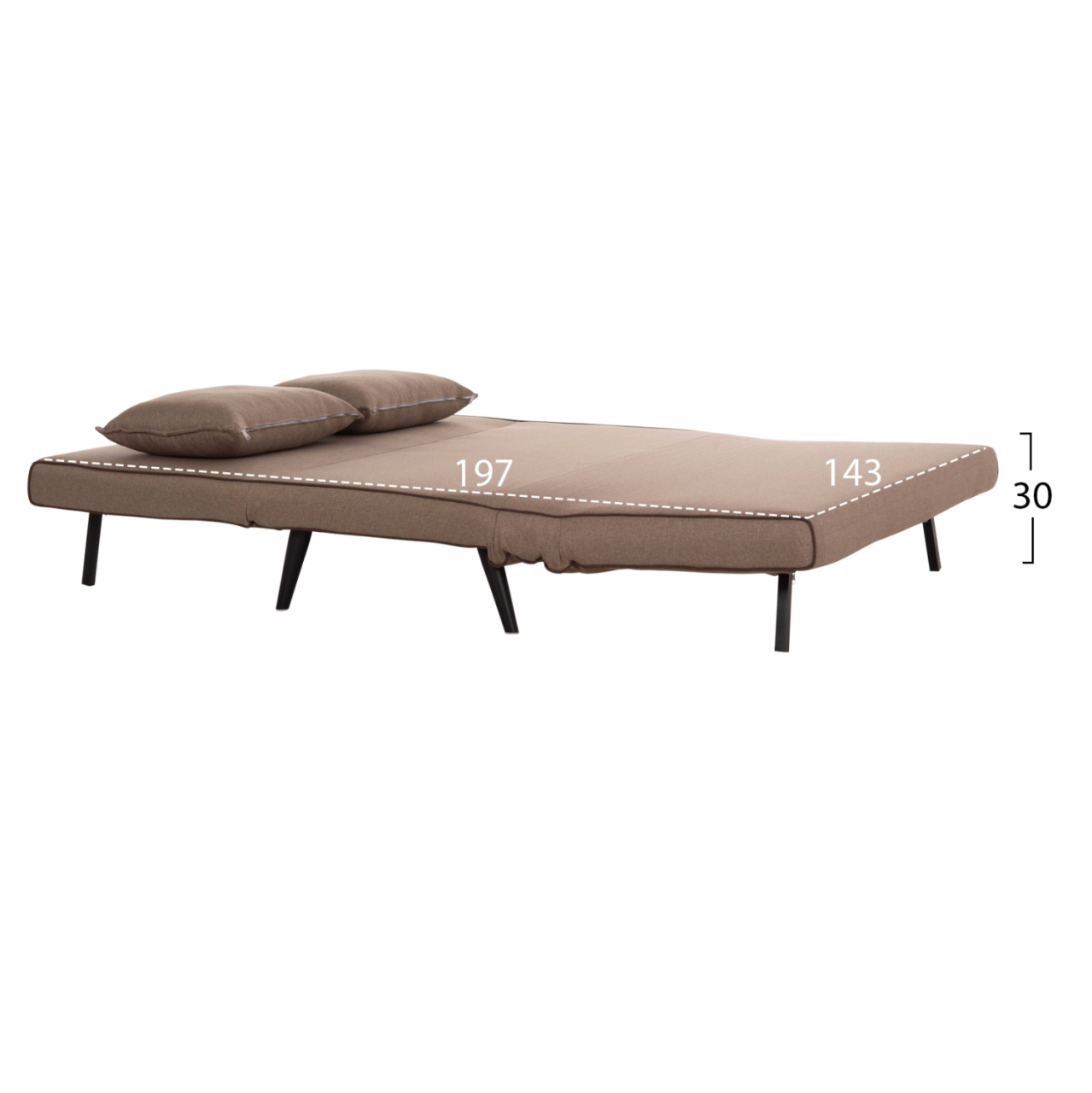 SOFABED FOR 2 PEOPLE ASMA HM3077.07 FABRIC IN DARK BEIGE 143x78x84Hcm. [3]