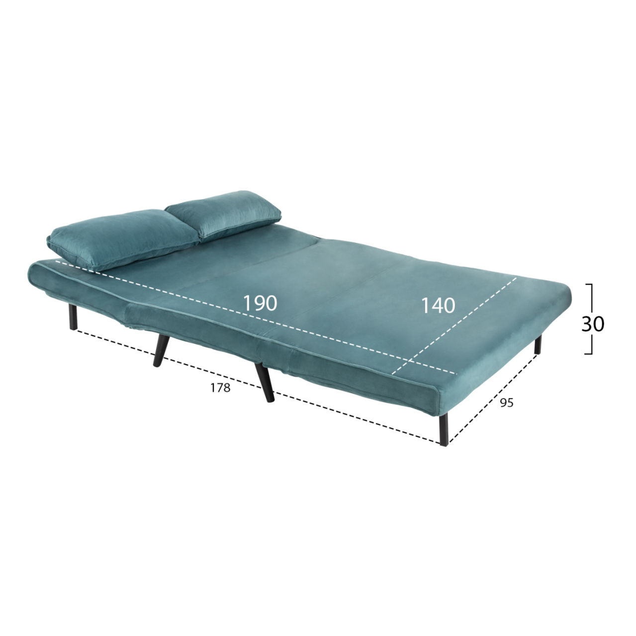 SOFABED FOR 2 PEOPLE ASMA HM3077.15 VELVET IN MINT COLOR 140x80x77Hcm. [3]