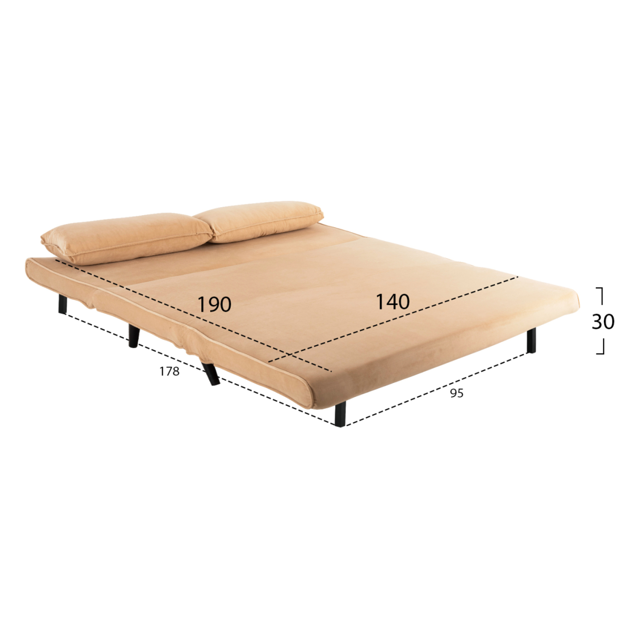 SOFABED FOR 2 PEOPLE ASMA HM3077.17 VELVET IN BEIGE COLOR 140x80x77Hcm. [3]