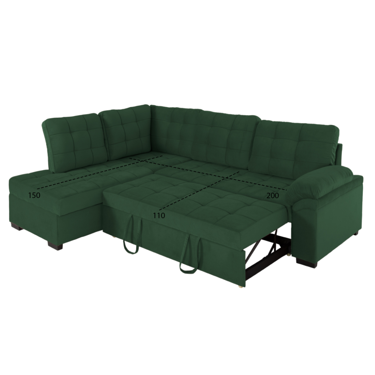 SOFABED LEFT CORNER JADE HM3144.05L CYPRESS GREEN VELVET 250x80-180x73-88Hcm. [3]