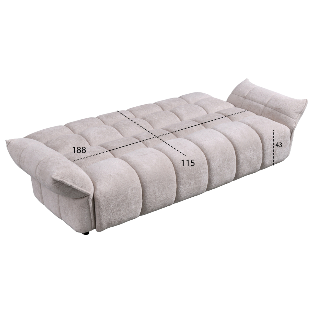 SOFABED MELU HM3314.02 BEIGE FABRIC--POCKET SPRINGS SEAT 240-250x90x85Hcm. [3]