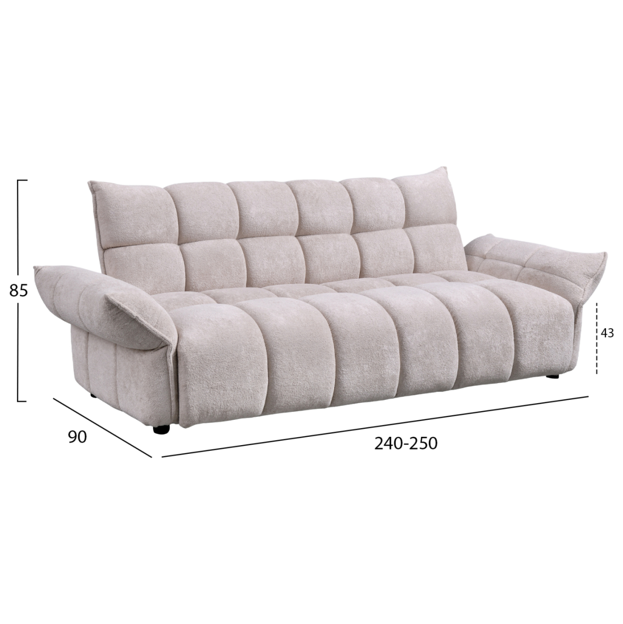 SOFABED MELU HM3314.02 BEIGE FABRIC--POCKET SPRINGS SEAT 240-250x90x85Hcm. [2]