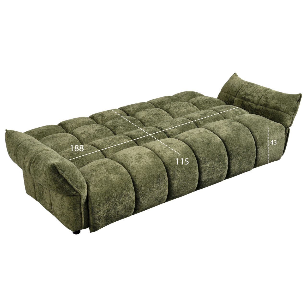 SOFABED MELU HM3314.03 GREEN FABRIC--POCKET SPRINGS SEAT 245x90x85Hcm. [3]