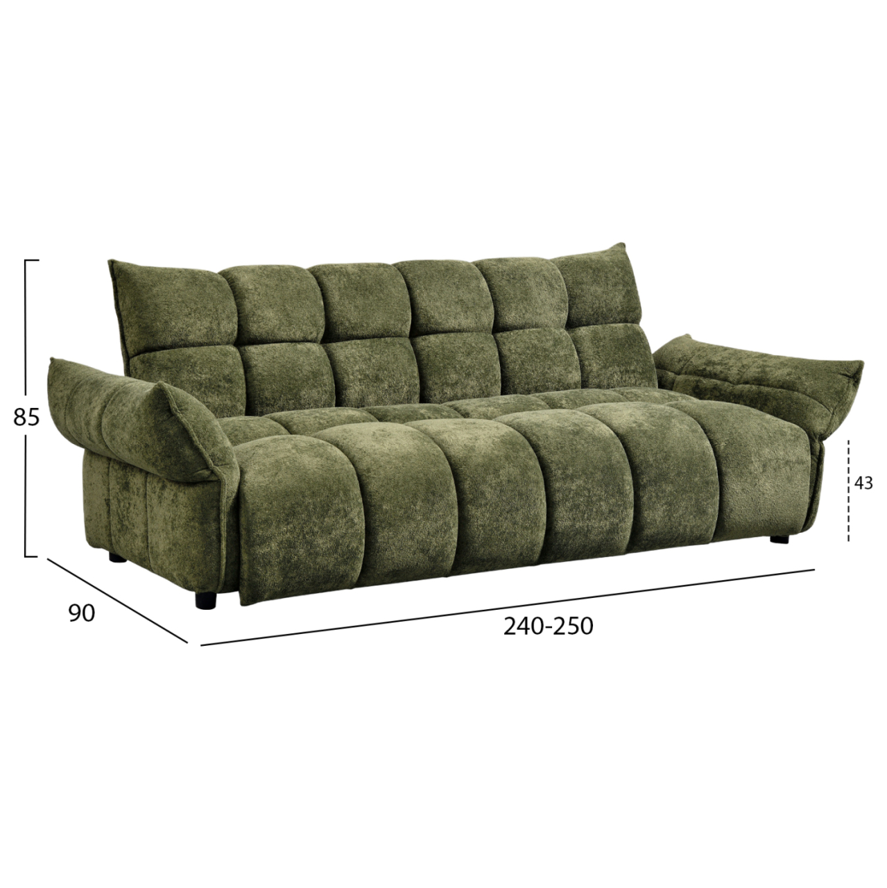 SOFABED MELU HM3314.03 GREEN FABRIC--POCKET SPRINGS SEAT 245x90x85Hcm. [2]