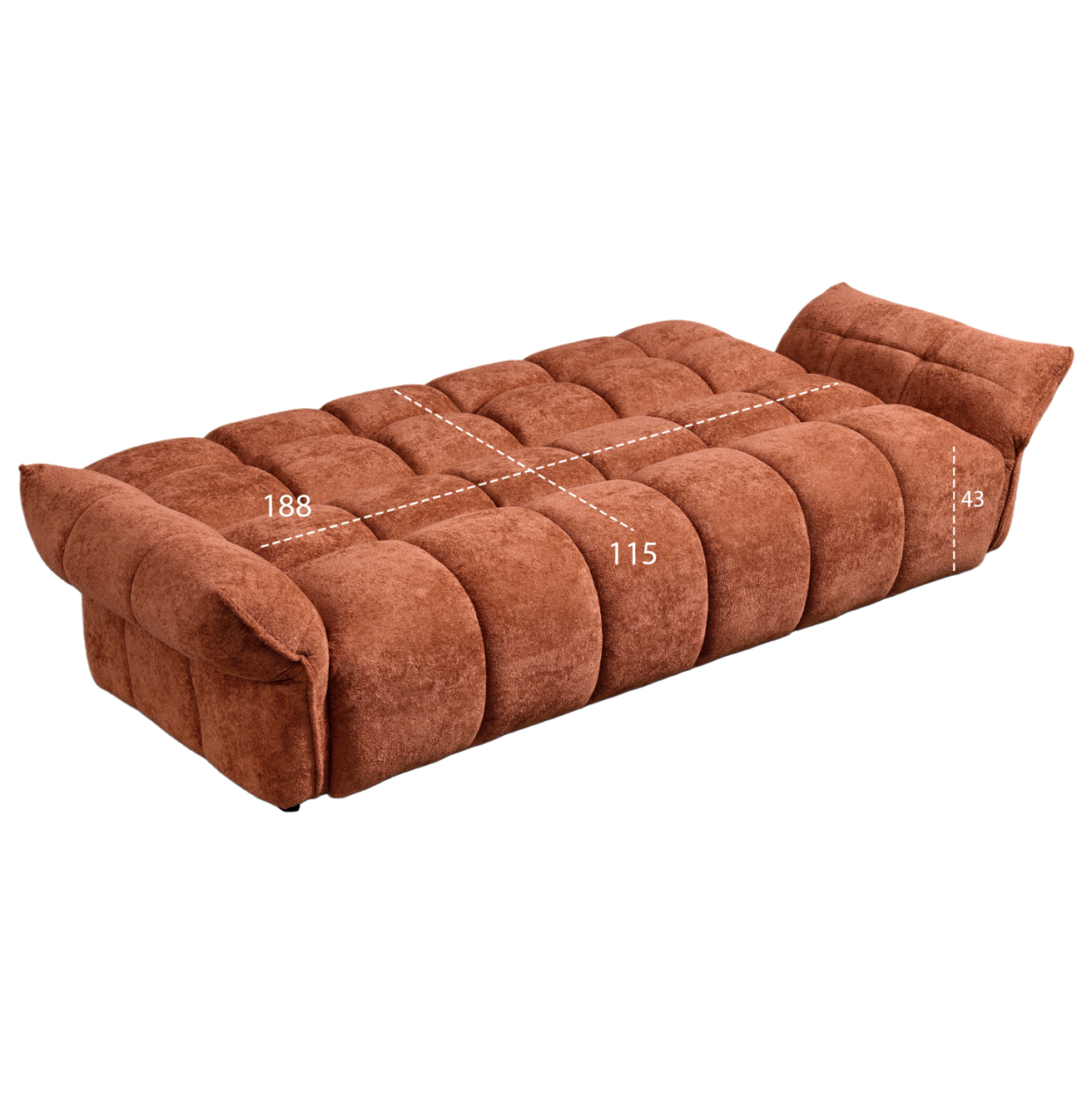 SOFABED MELU HM3314.04 TERRACOTTA FABRIC--POCKET SPRINGS SEAT 240-250x90x85Hcm. [3]