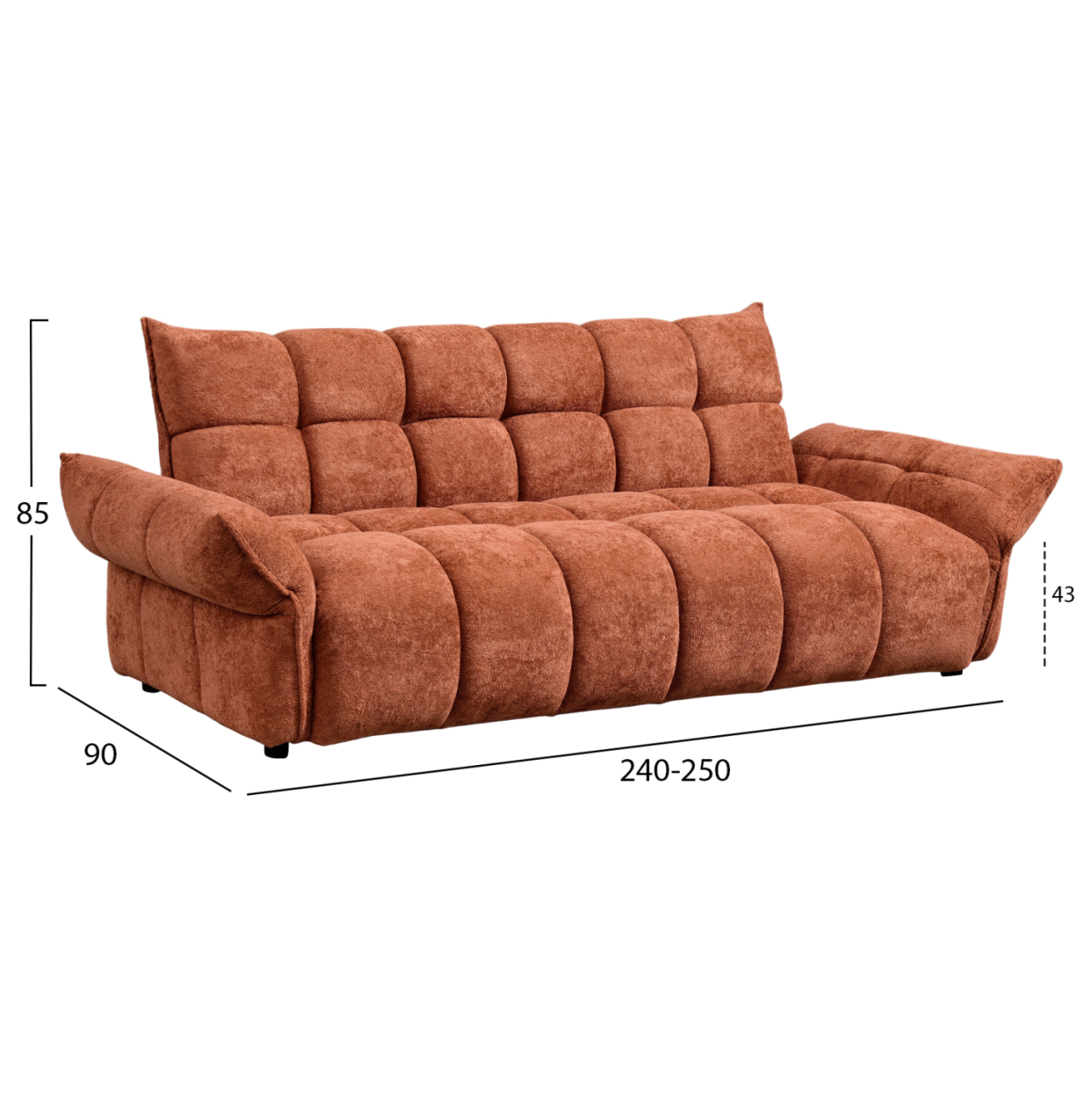 SOFABED MELU HM3314.04 TERRACOTTA FABRIC--POCKET SPRINGS SEAT 240-250x90x85Hcm. [2]