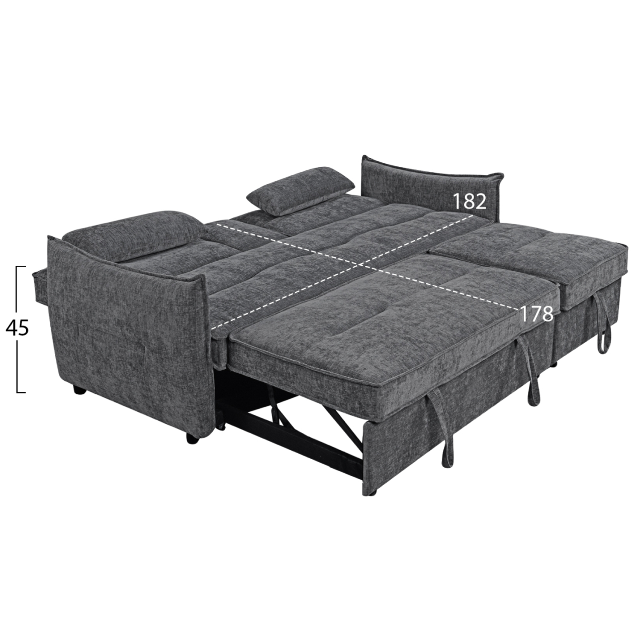 SOFABED MULTIFORM 2-SEATER VELAR HM3305.01 GREY FABRIC 208x86x85Hcm. [4]