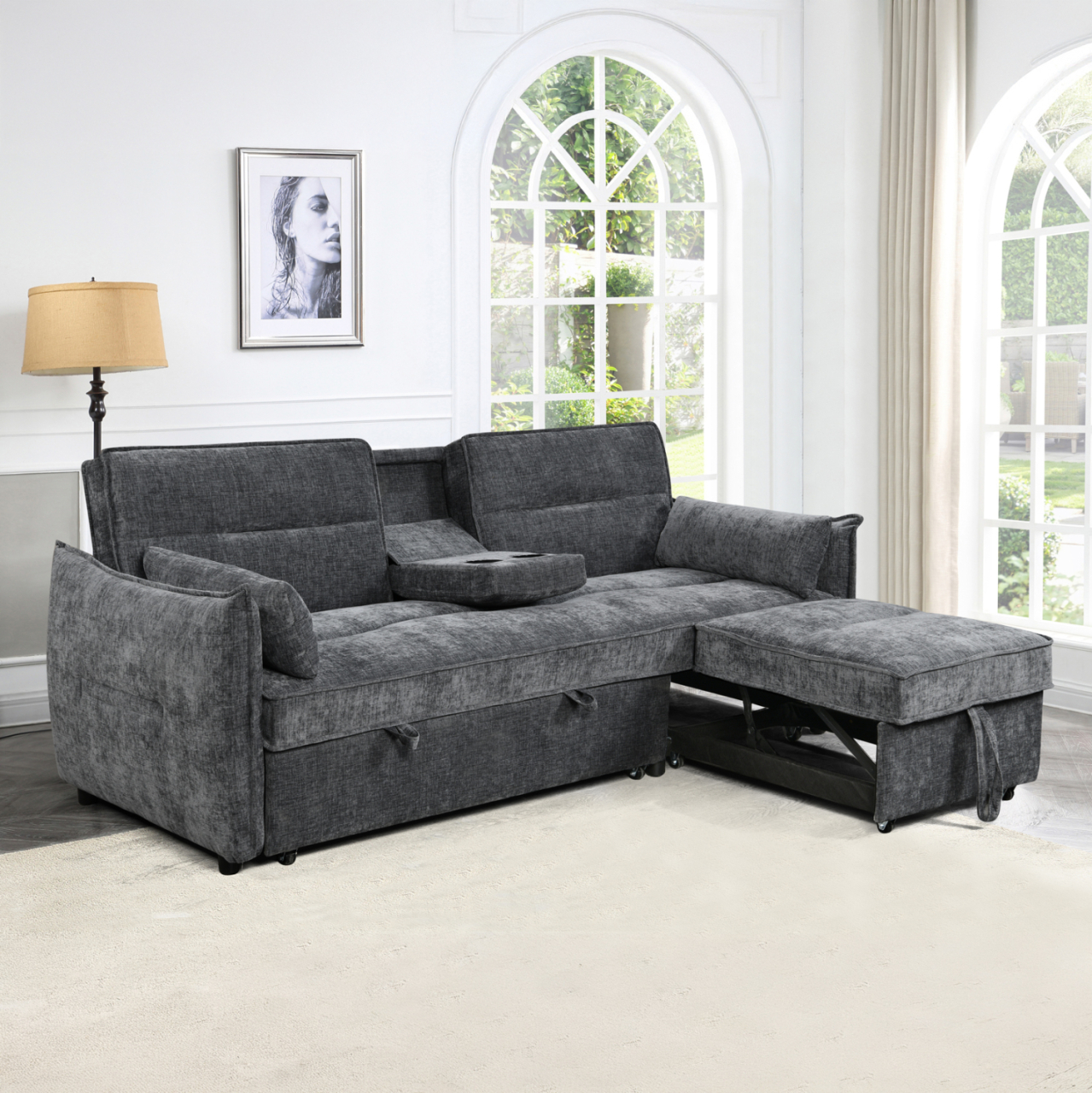 SOFABED MULTIFORM 2-SEATER VELAR HM3305.01 GREY FABRIC 208x86x85Hcm. [2]
