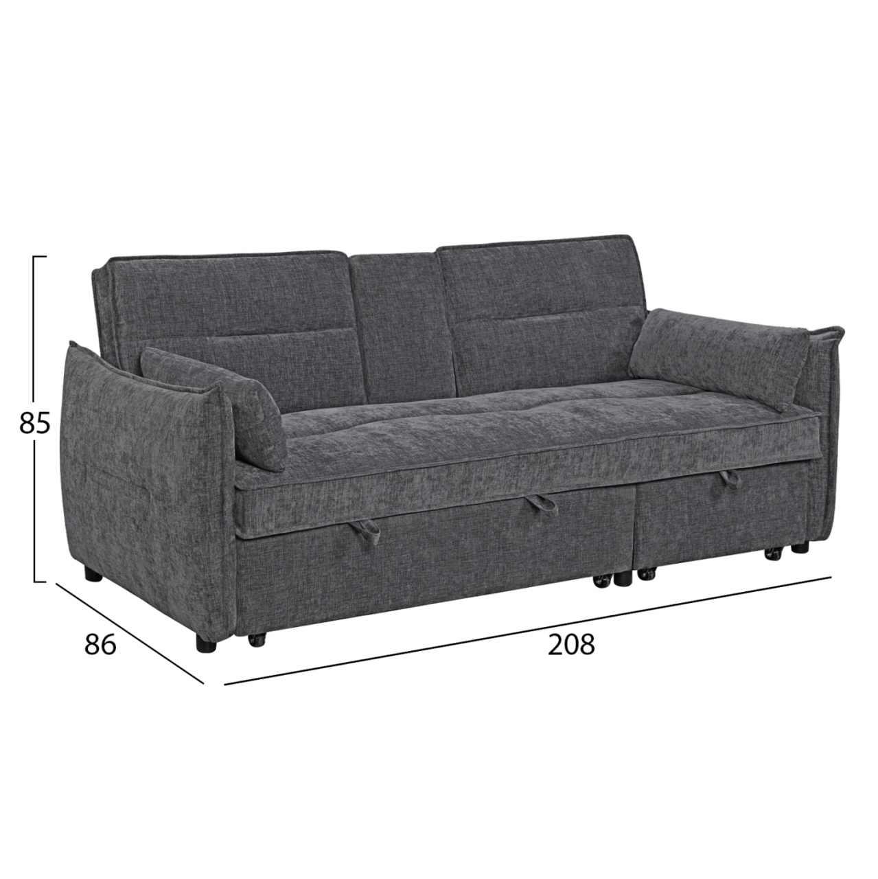 SOFABED MULTIFORM 2-SEATER VELAR HM3305.01 GREY FABRIC 208x86x85Hcm. [3]