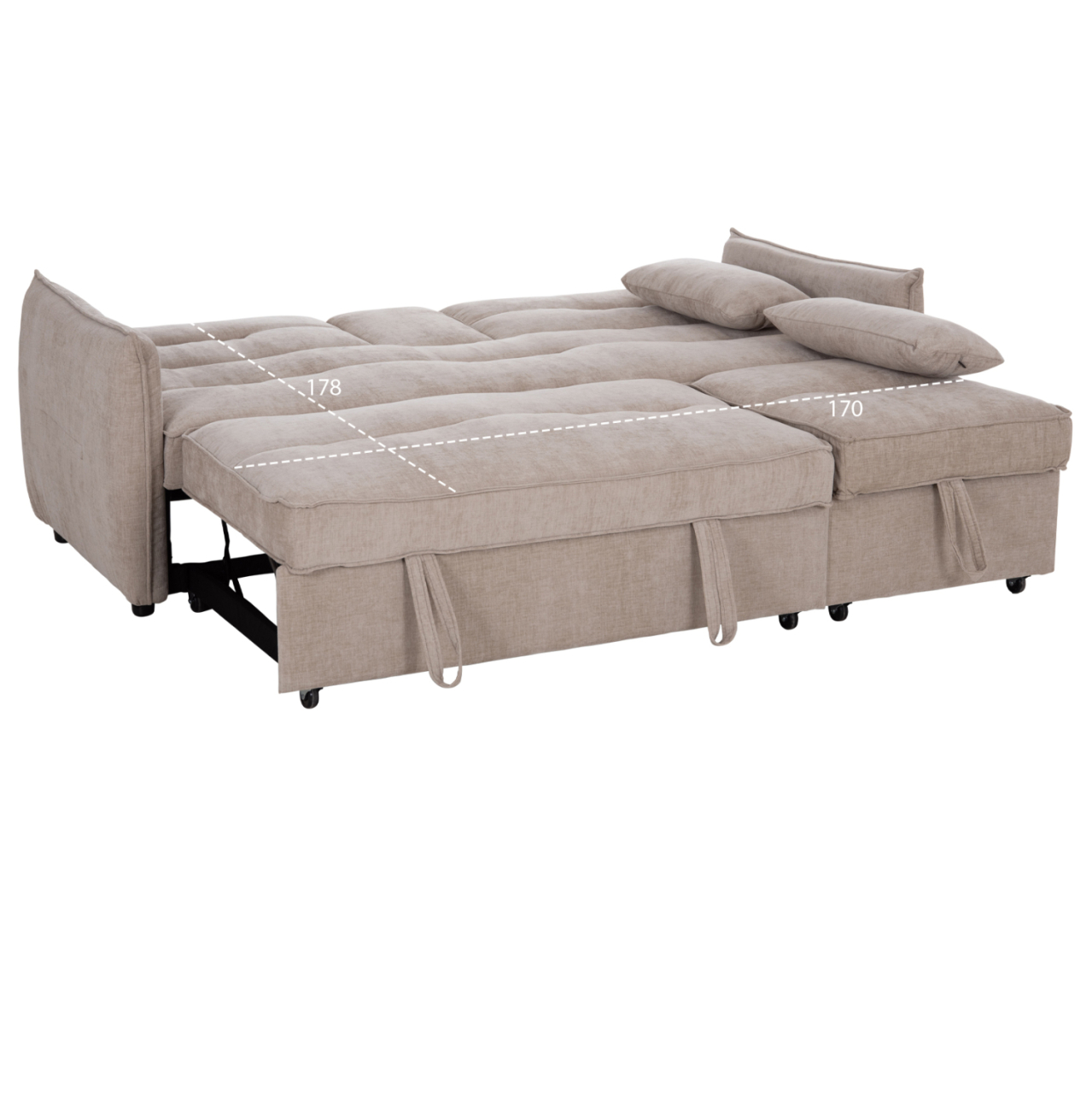 SOFABED MULTIFORM 2-SEATER VELAR HM3305.03 BEIGE FABRIC 207x90x80Hcm. [3]