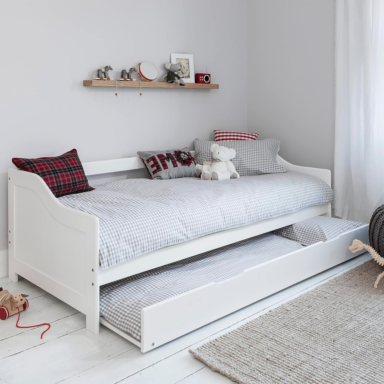 SOFABED TRADDY HM704.03 PINE WOOD IN WHITE FOR MATTRESSES 190x90cm. [2]