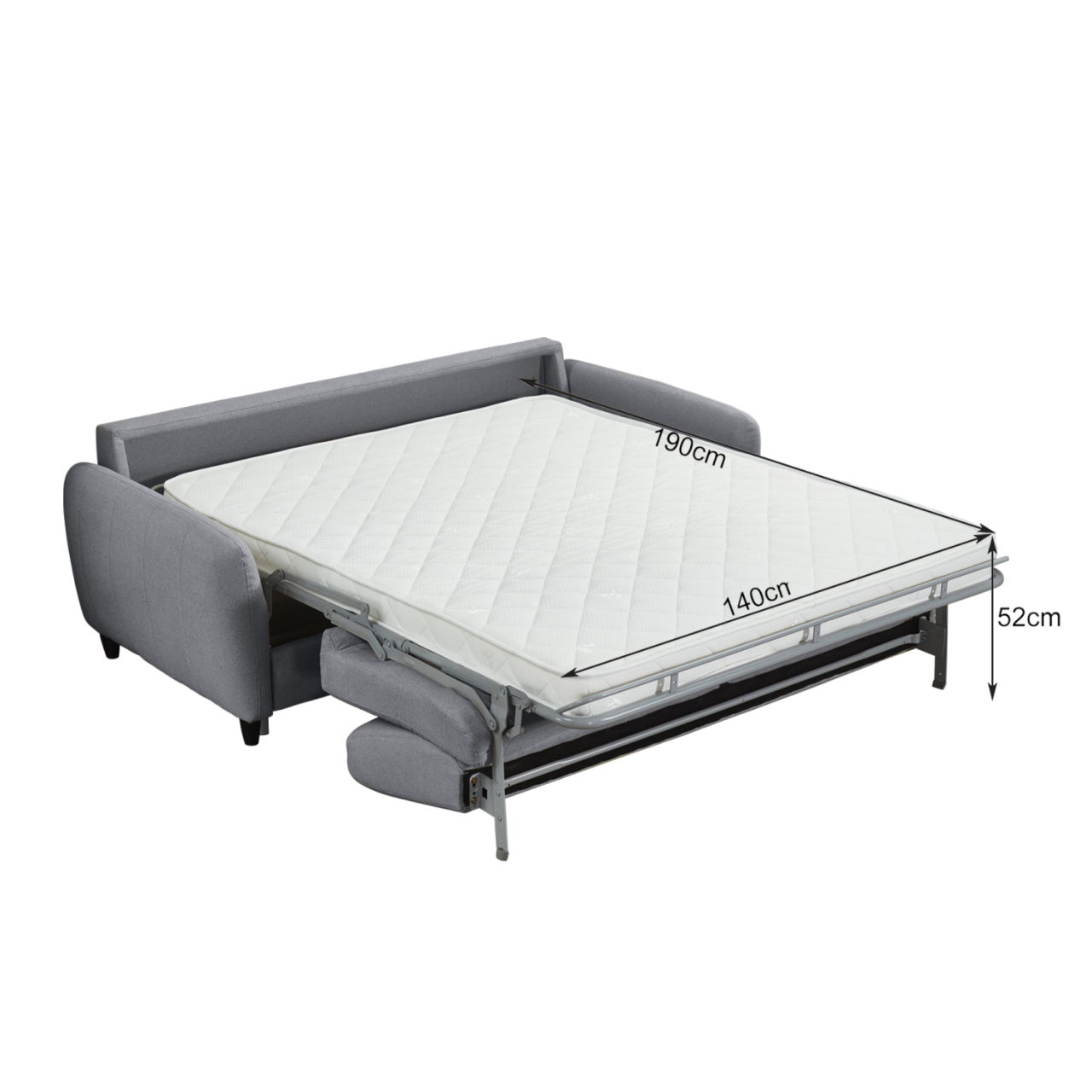 SOFABED WITH FOLDABLE MATTRESS ETUDINE HM3311.01 GREY FABRIC 190x98x90Hcm [3]