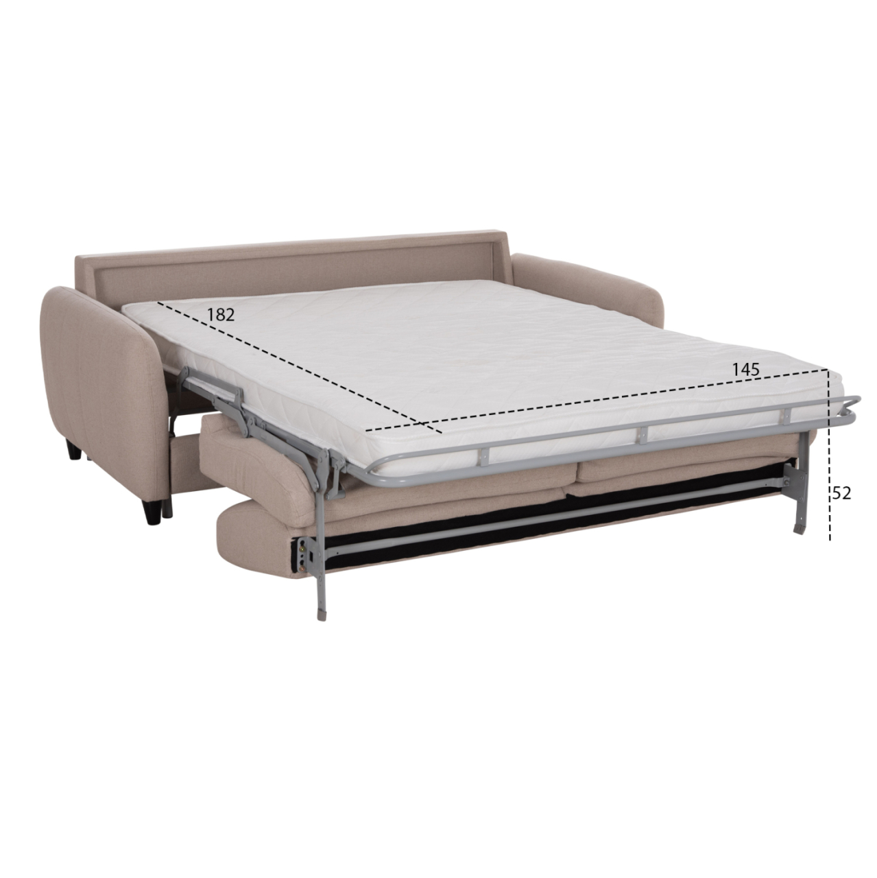 SOFABED WITH FOLDABLE MATTRESS ETUDINE HM3311.02 BEIGE FABRIC 190x98x90Hcm [3]