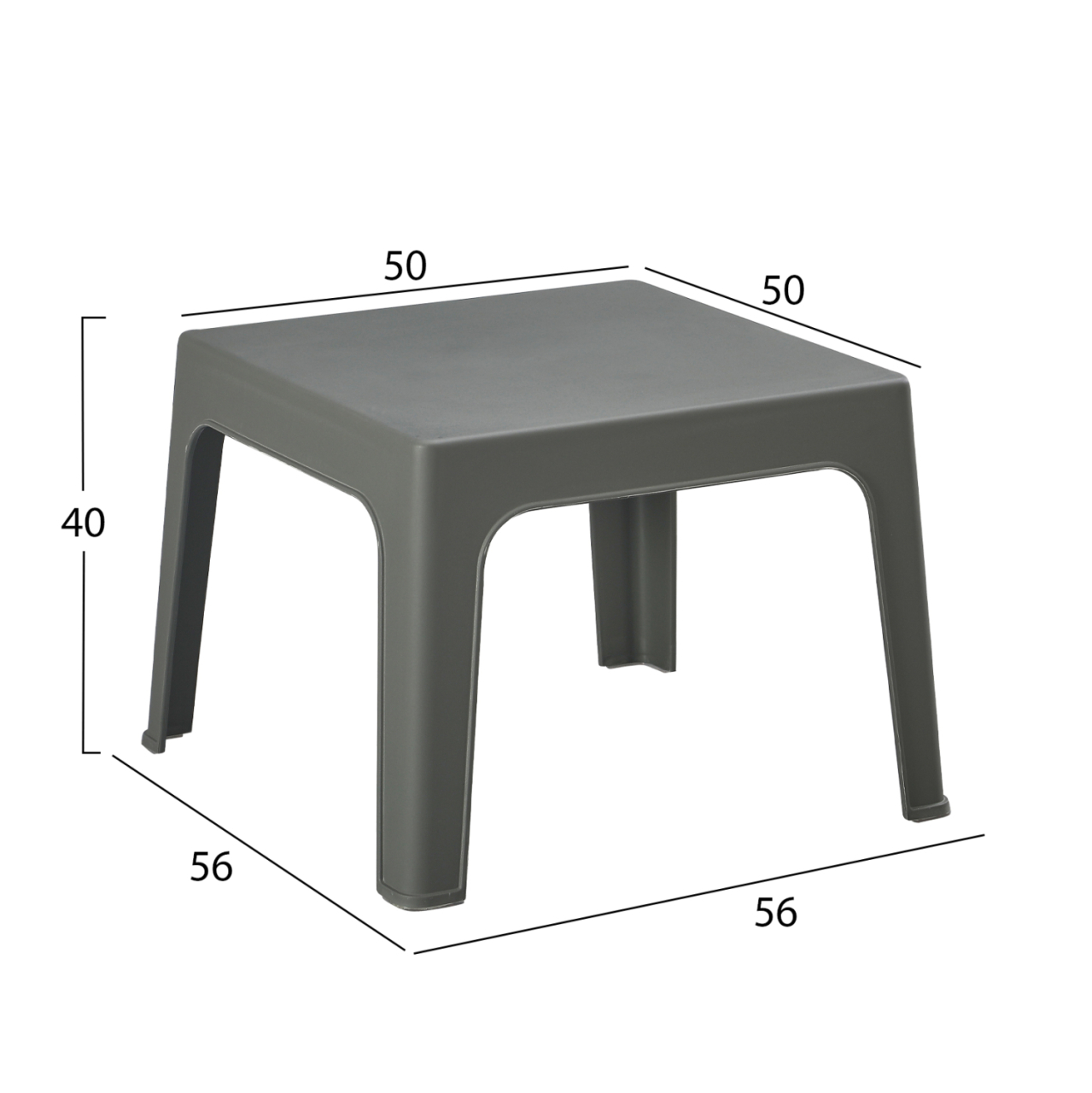 SQUARE COFFEE TABLE SLEEK HM6371.05 POLYPROPYLENE IN DARK OLIVE 56x56x40Hcm. [2]