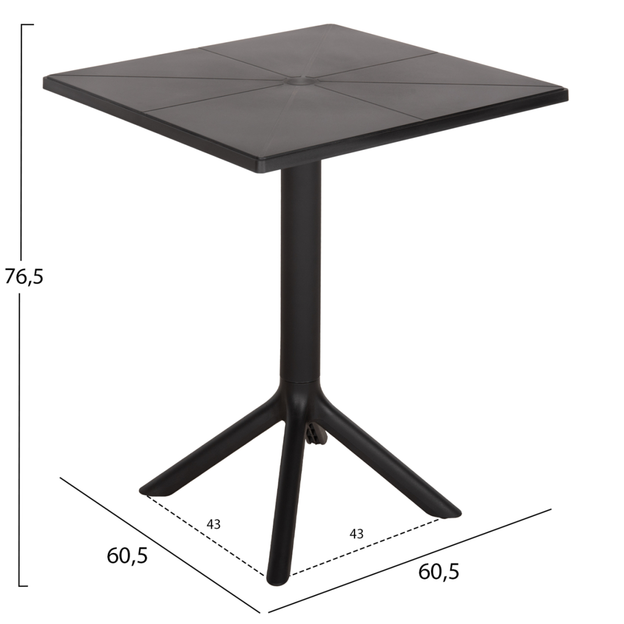 SQUARE POLYPROPYLENE TABLE TERRIN HM6125.12 BLACK 60,5x60,5x76,5Hcm. [2]
