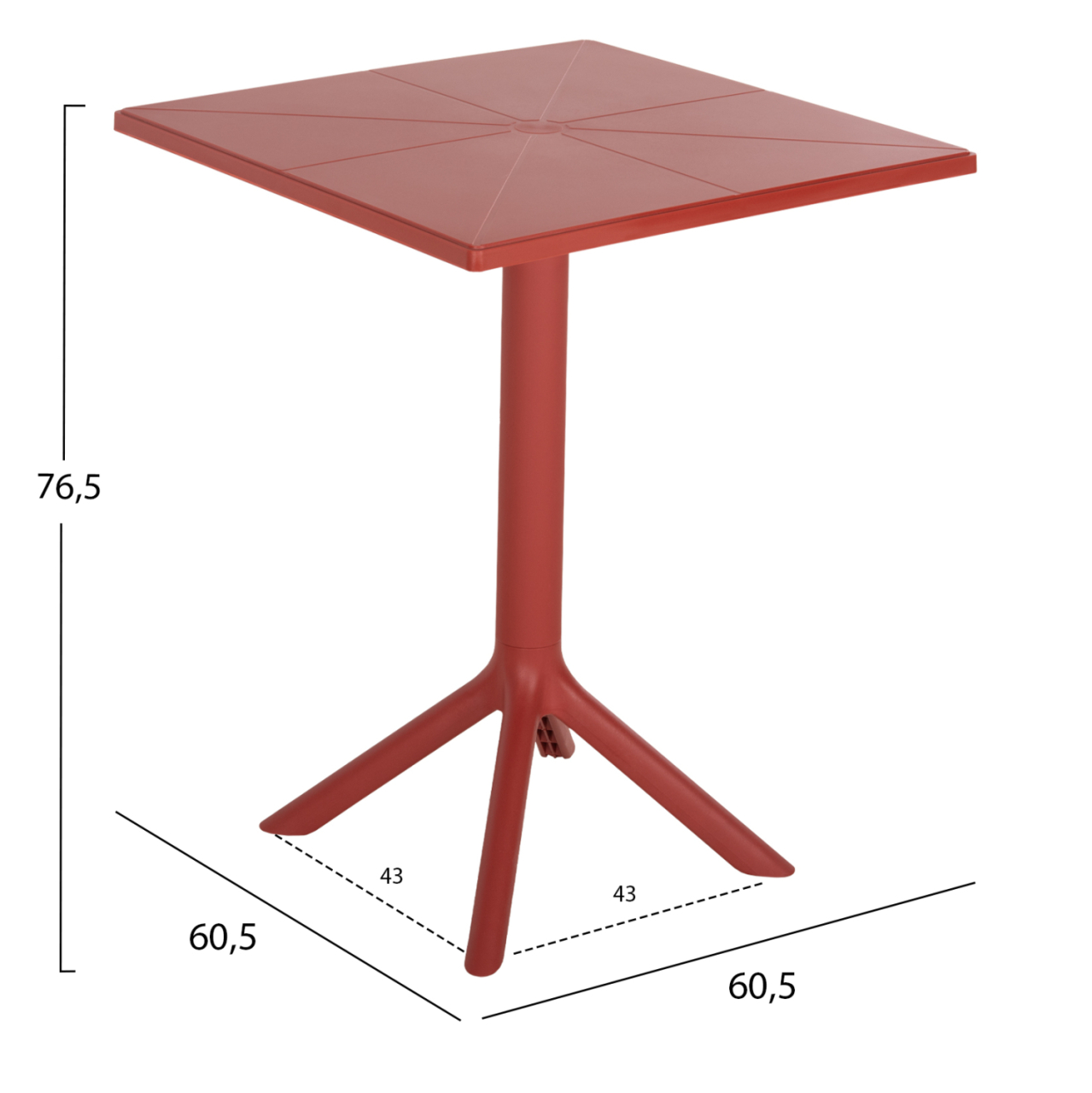 SQUARE POLYPROPYLENE TABLE TERRIN HM6125.16 RED 60,5x60,5x76,5Hcm. [2]