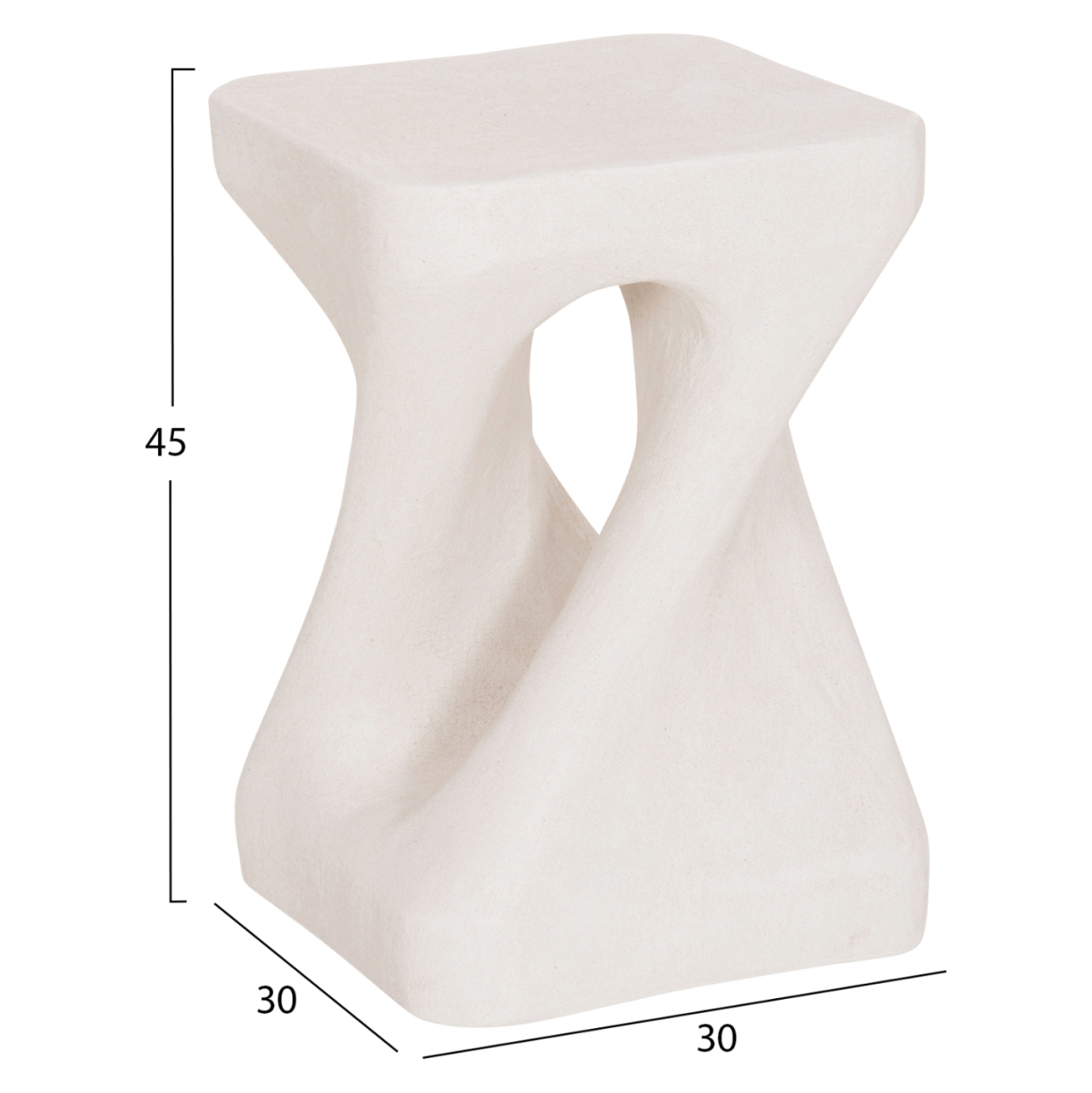 SQUARE STOOL SANTORINI HM18337 POLYRESIN--OFF WHITE 30x30x45Hcm. [2]
