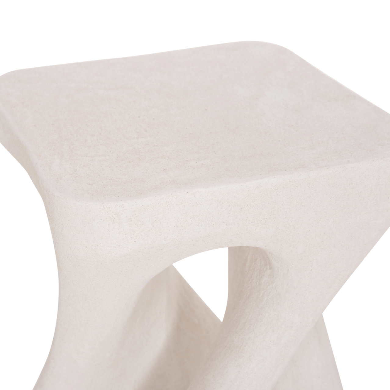 SQUARE STOOL SANTORINI HM18337 POLYRESIN--OFF WHITE 30x30x45Hcm. [4]