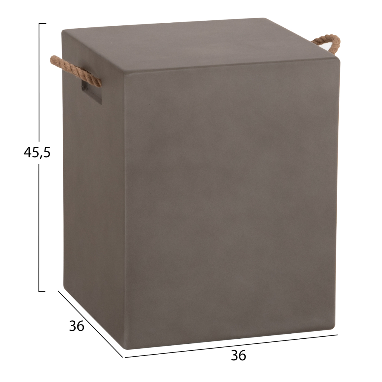 SQUARE STOOL WITH ROPE HANDLES ZAK HM6581.01 FIBER CEMENT IN GREY 36x36x45.5Hcm. [2]