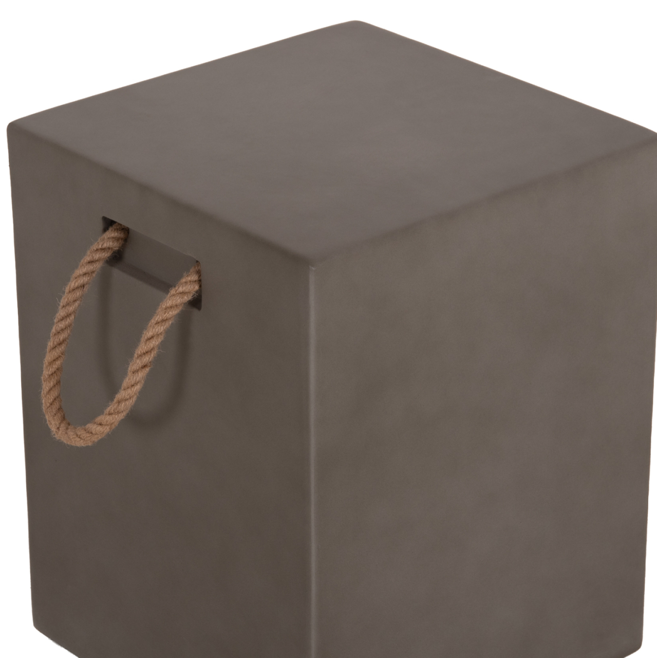 SQUARE STOOL WITH ROPE HANDLES ZAK HM6581.01 FIBER CEMENT IN GREY 36x36x45.5Hcm. [9]